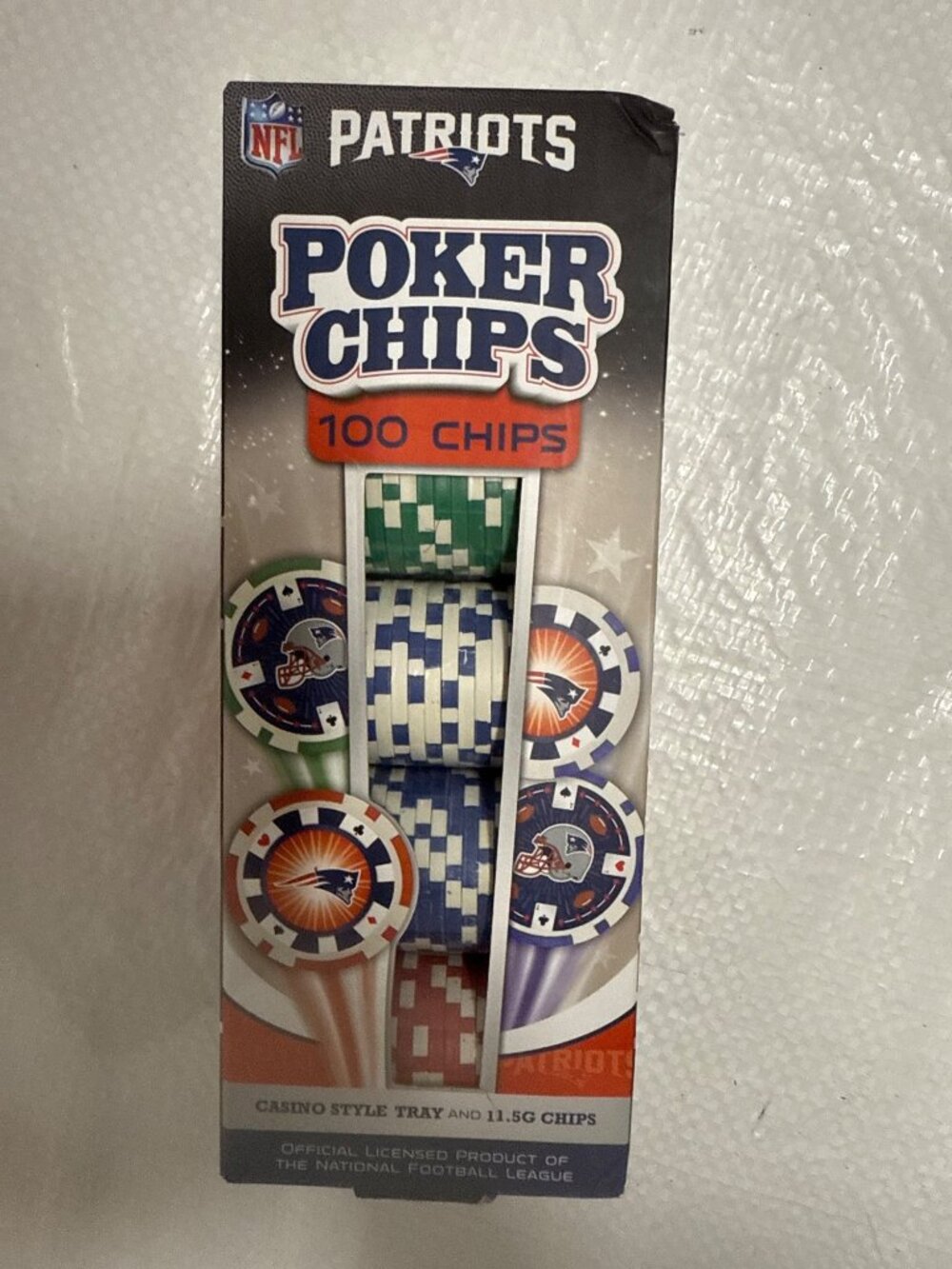 NFL New England Patriots Poker Chips, 100 Piece MasterPieces New in Box